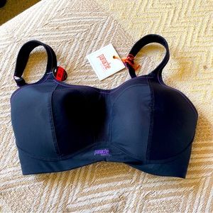 NWT Panache NO WIRE High Impact Full Coverage Sports Bra BLACK 34F